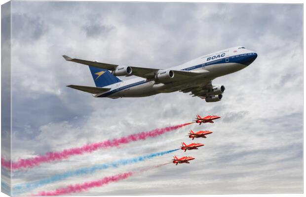 BOAC 747 and The Red Arrows Canvas Print by J Biggadike