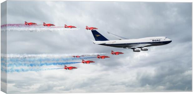 BOAC 747 and The Red Arrows Canvas Print by J Biggadike