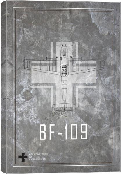 bf 109 Metal Blueprint Canvas Print by J Biggadike