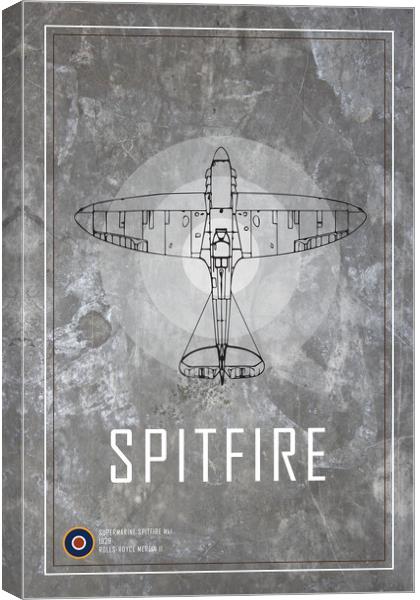 Spitfire MkI Blueprint Canvas Print by J Biggadike