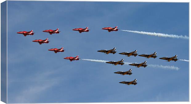 Red Arrows and Black Eagles Canvas Print by J Biggadike