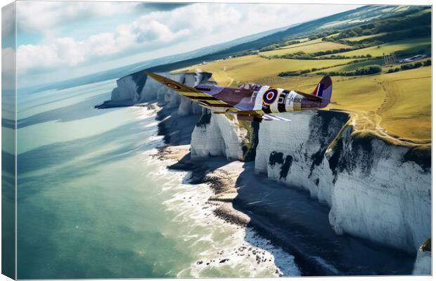 Spitfire Over Dover Canvas Print by J Biggadike