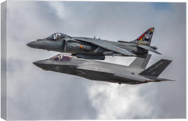 F35 lightning II and Harrier Canvas Print by J Biggadike