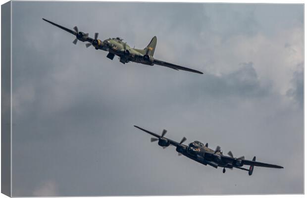 Lancaster and B17 Flying Fortress Canvas Print by J Biggadike
