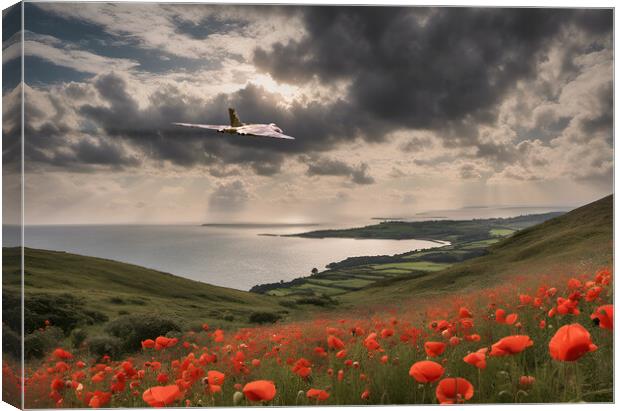 Skies of Remembrance: Vulcan's Poppy Flight Canvas Print by J Biggadike