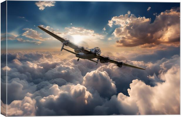 Lancaster Bomber Skies Canvas Print by J Biggadike