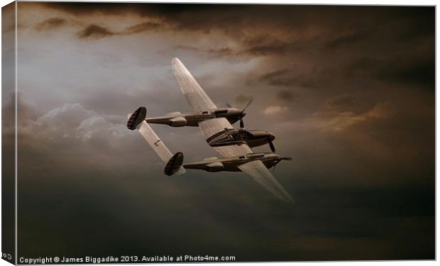 P38 In The Pacific Canvas Print by J Biggadike