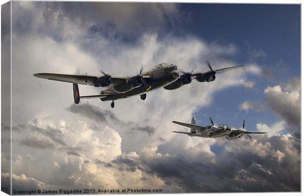 Lancaster and Mosquito Legends Canvas Print by J Biggadike