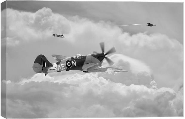Spitfire XIV,  V-1 Hunter - Mono Canvas Print by J Biggadike
