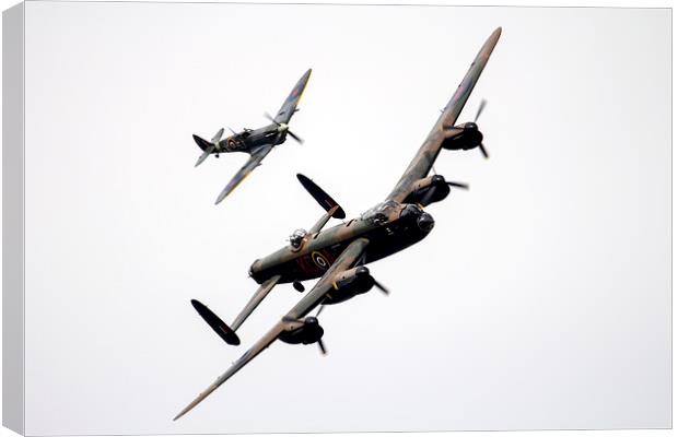 BBMF Lancaster and Spitfire  Canvas Print by J Biggadike