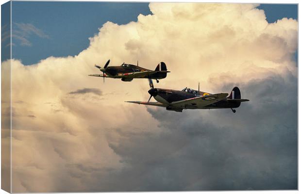 Spitfire & Hurricane  Canvas Print by J Biggadike