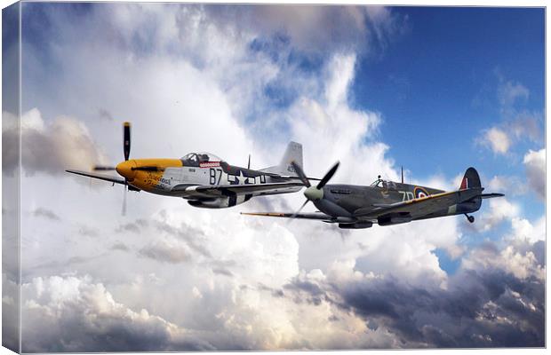 Mustang and Spitfire  Canvas Print by J Biggadike