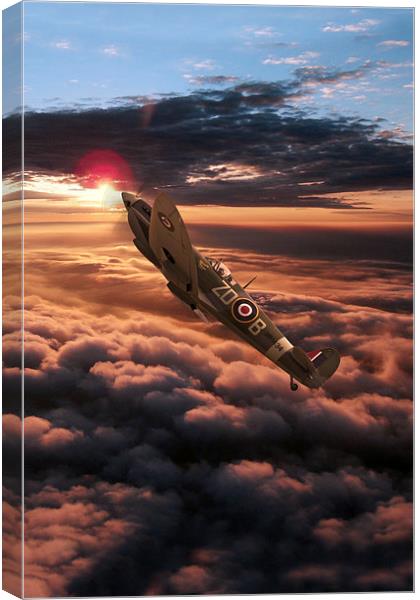 Spitfire Sundown  Canvas Print by J Biggadike