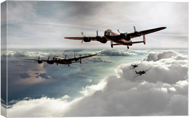Lancasters and Spitfires  Canvas Print by J Biggadike