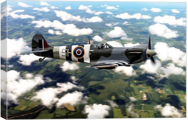 Spitfire AB910  Canvas Print by J Biggadike