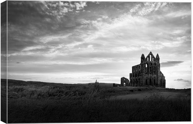 Whitby Abbey - Mono Canvas Print by J Biggadike