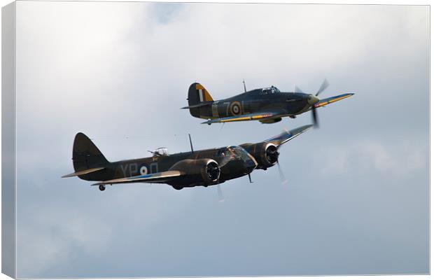 Blenheim and Sea Hurricane Canvas Print by J Biggadike