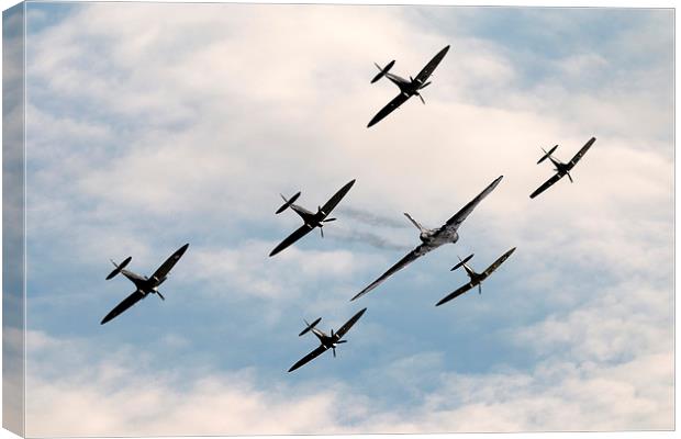 Vulcan And The Spitfires Canvas Print by J Biggadike
