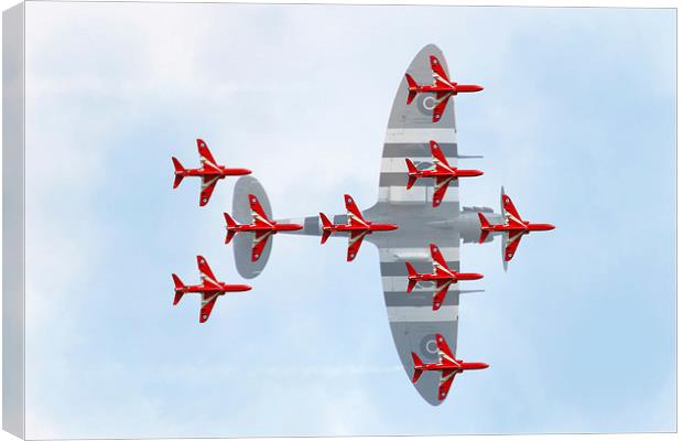 Red Arrows Spitfire Formation Canvas Print by J Biggadike