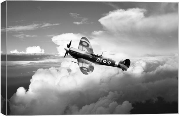 Spitfire Air to Air - Mono Canvas Print by J Biggadike