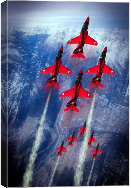 The Great Red Arrows Canvas Print by J Biggadike