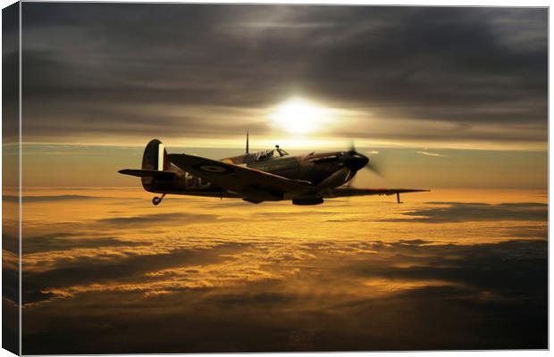 Spitfire In The Sun Canvas Print by J Biggadike