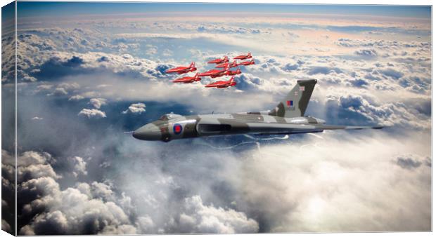 XH558 with The Reds Canvas Print by J Biggadike