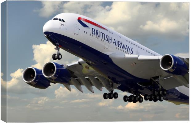 British Airways Airbus A380 Canvas Print by J Biggadike