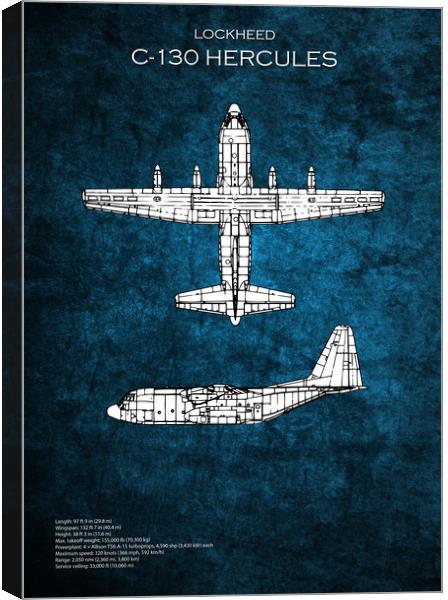 C130 Hercules Blueprint Canvas Print by J Biggadike