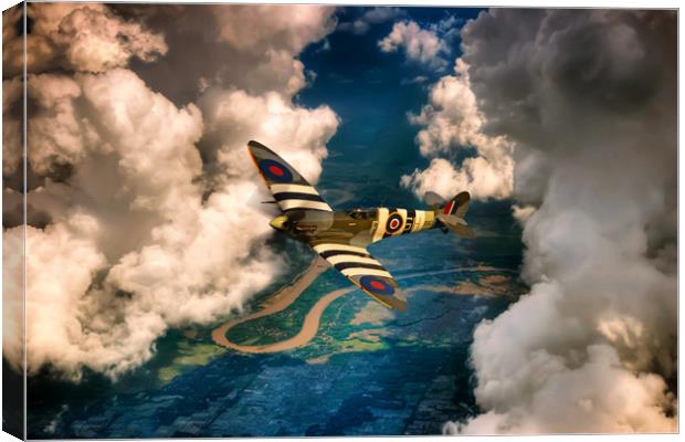 Spitfire In The Clouds Canvas Print by J Biggadike