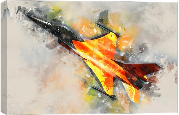 Dutch F-16 Fighting Falcon - Painting Canvas Print by J Biggadike