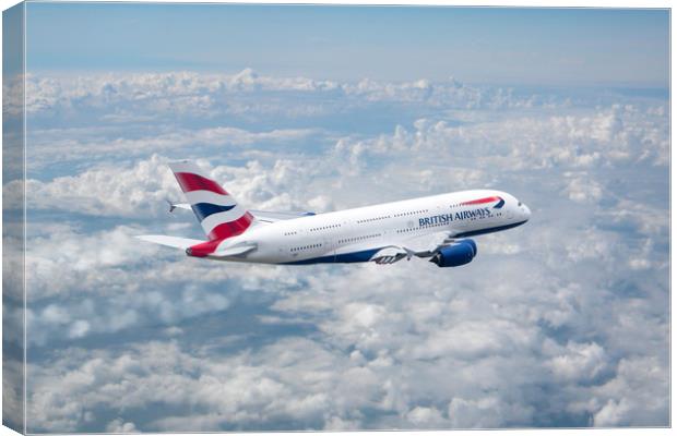 British Airways Airbus A380-841 Canvas Print by J Biggadike