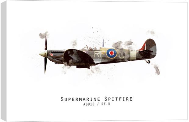 Spitfire Sketch - AB910_RFD Canvas Print by J Biggadike