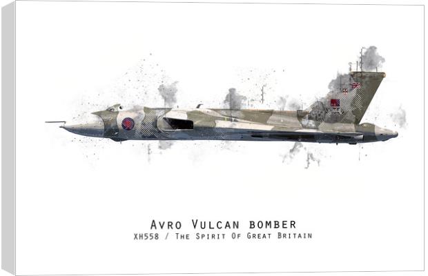 Vulcan Bomber Sketch - XH558 Canvas Print by J Biggadike