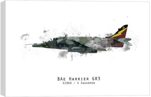 Harrier GR3 Sketch - XZ969 Canvas Print by J Biggadike