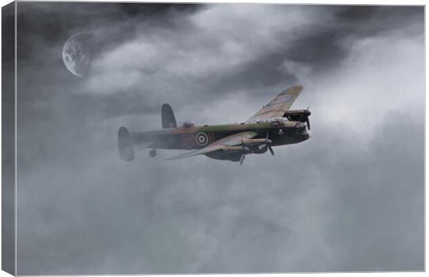 Lancaster Bombers Moon Canvas Print by J Biggadike