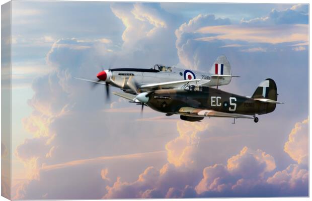 Spitfire and Hurricane Canvas Print by J Biggadike