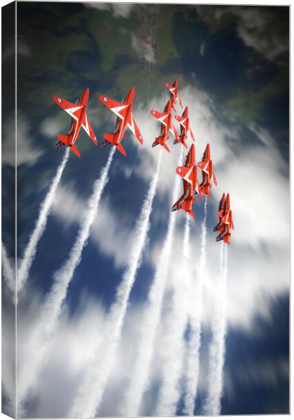 Red Arrows In Flight Canvas Print by J Biggadike
