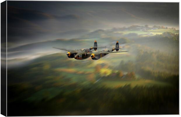 P38 Lightning Run In Canvas Print by J Biggadike