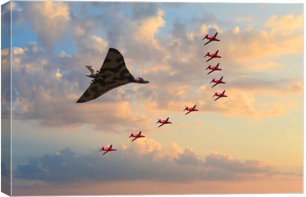Vulcan and Red Arrows Canvas Print by J Biggadike