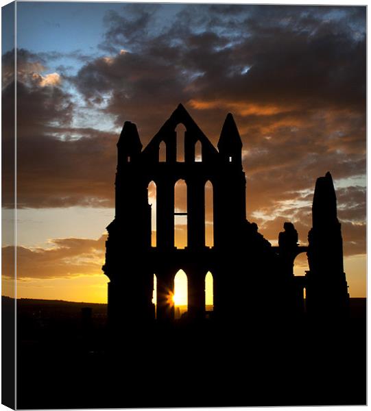 Whitby Abbey at dusk Canvas Print by David Purton