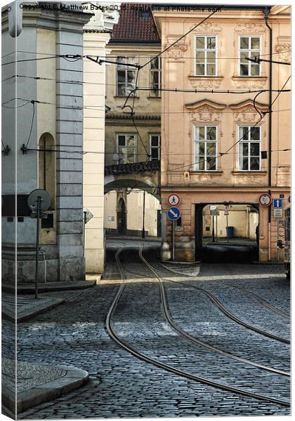 Tram lines in Prague Canvas Print by Matthew Bates