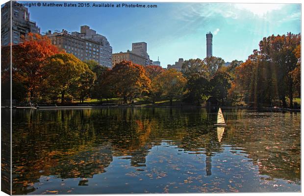 Central Park pond Canvas Print by Matthew Bates