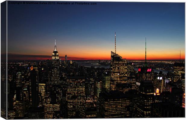 New York Sunset Canvas Print by Matthew Bates