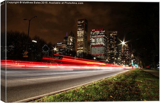 Streaky Chicago lights Canvas Print by Matthew Bates