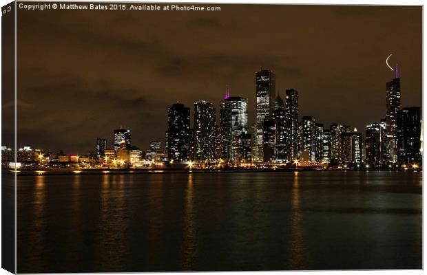  Chicago night-time cityscape Canvas Print by Matthew Bates