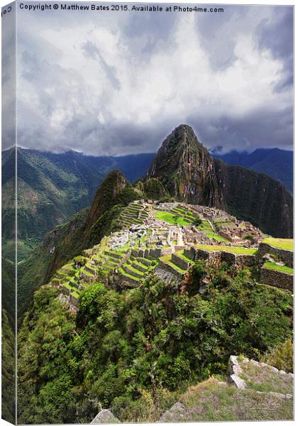  Postcard Machu Picchu Canvas Print by Matthew Bates