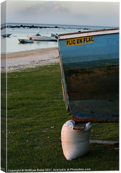 Flic en Flac Fishing Boat Canvas Print by Matthew Bates