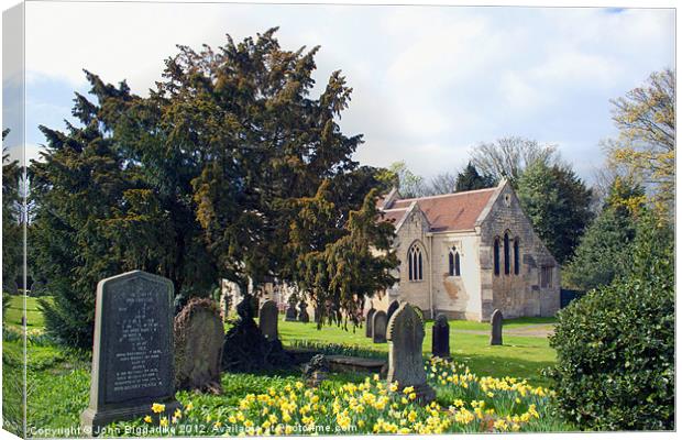 Churchyard in Spring Canvas Print by John Biggadike