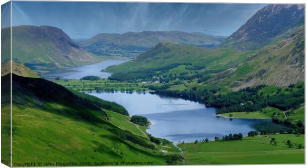Buttermere and Crummock Water Canvas Print by John Biggadike